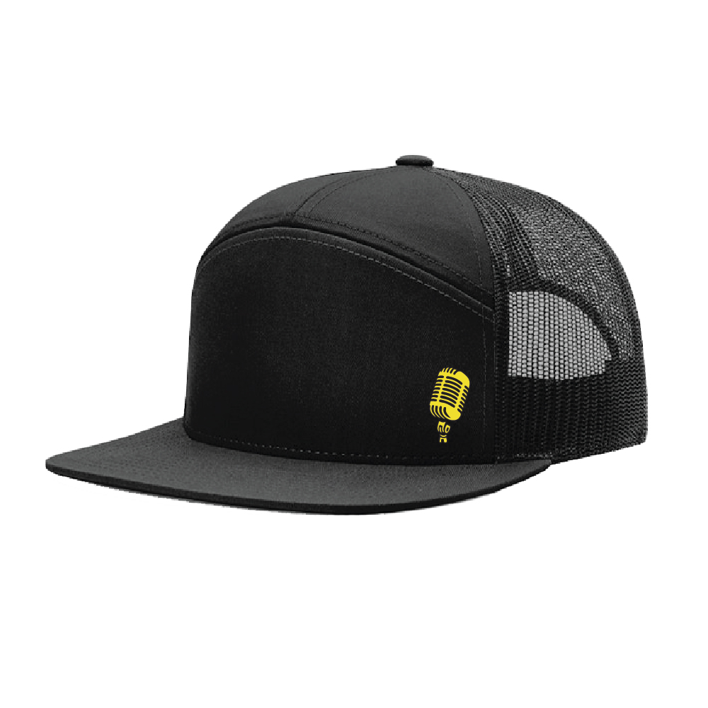 Load The Wagon Mic Line – Black 7-Panel Hat